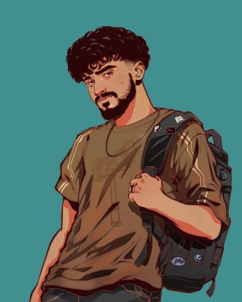 Illustrated portrait of Caio Domingues